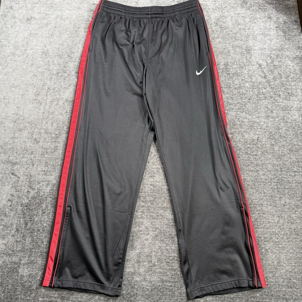 Nike Basketball Men's‎ Size Medium Black & Red Athletic Sweatpants Ankle Zip